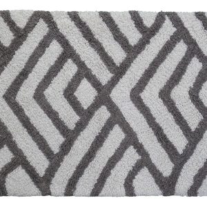 CHICOS HOME Bath Rug Geometric Pattern in Grey & Ivory