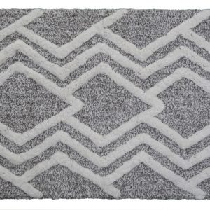 CHICOS HOME Bath Rug Geometric Pattern in Grey & Ivory