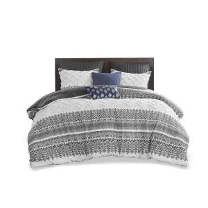 3 Piece Cotton Duvet Cover Set with Chenille Tufting