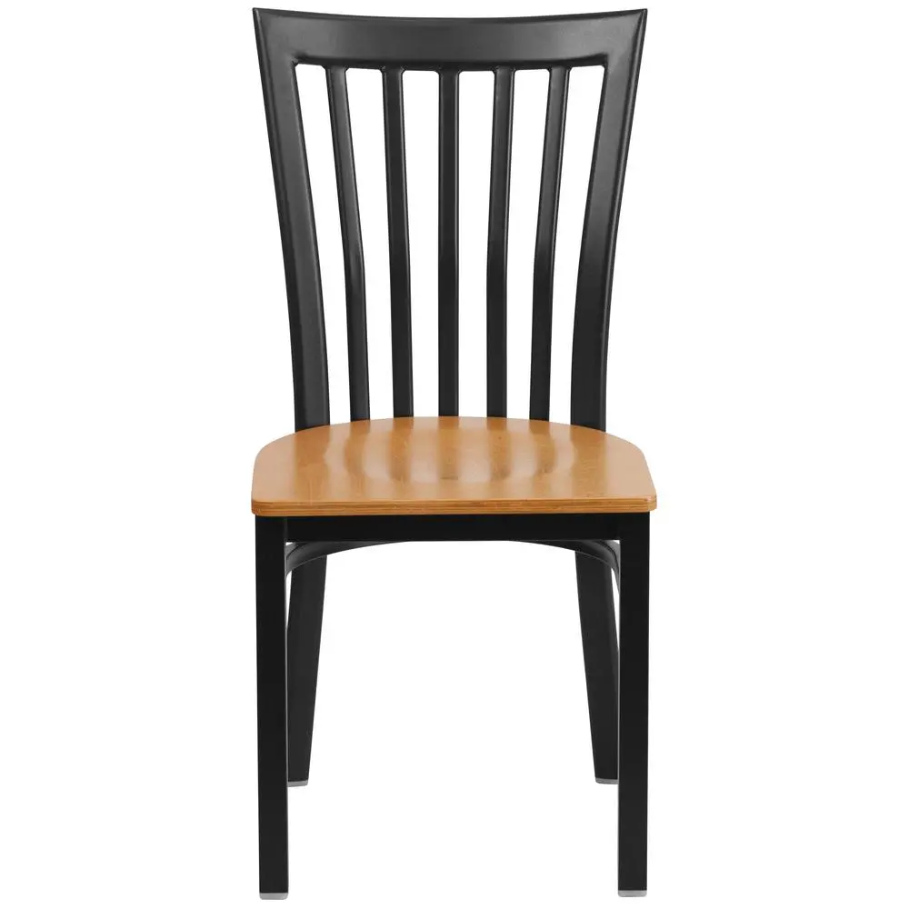 Black School House Back Metal Restaurant Chair - Natural Wood Seat - Image 4