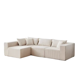Corduroy Modular L Shaped Sectional Sofa Luxury Floor Couch Upholstered 4-Piece