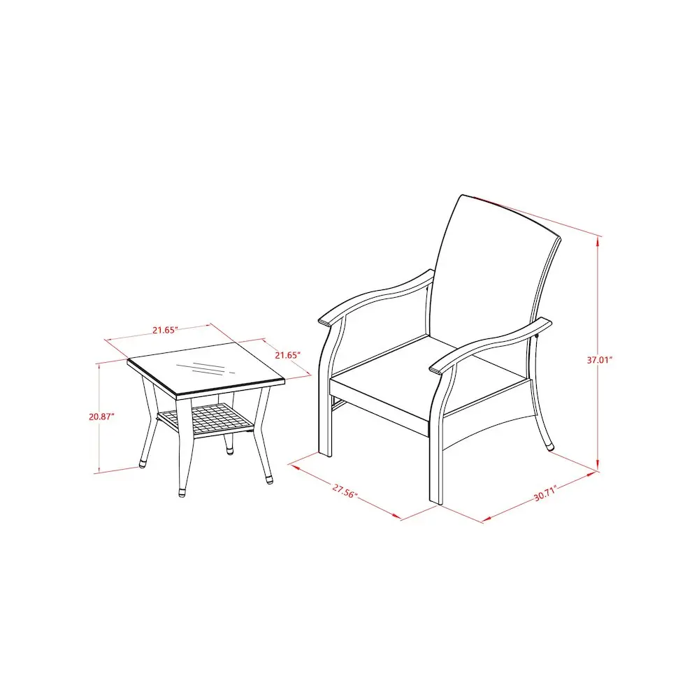 Wicker Patio Set Black, DTL3C01B - Image 3