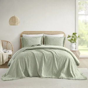 Willow 3PCS Bedspread Set, Sage color