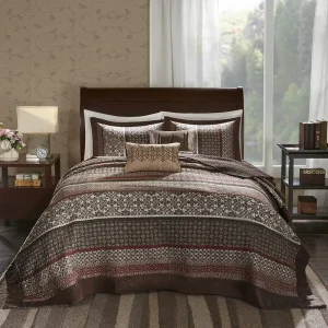5 Piece Jacquard Bedspread Set with Throw Pillows