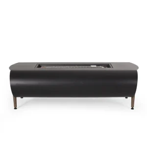 Vernon Rectangle Fire Pit 50,000 BTU Dark Gray Iron 50x25.5x15.25 Inches