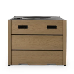 Rustic Style Outdoor 31' WPC Base Square Propane Fire Pit, 40,000 BTU, Brown