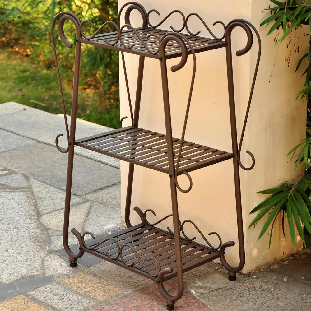 Santa Fe Iron Nailhead 3-Tier Plant/Utility Shelf - Image 2