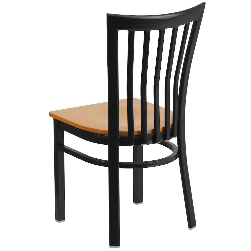 Black School House Back Metal Restaurant Chair - Natural Wood Seat - Image 8