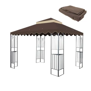 Outdoor Patio Gazebo Replacement Canopy, Double Tiered Tent Roof Top Cover Only