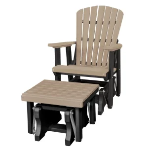 Fan Back Glider and Ottoman Glider in Weatherwood with a Black Base