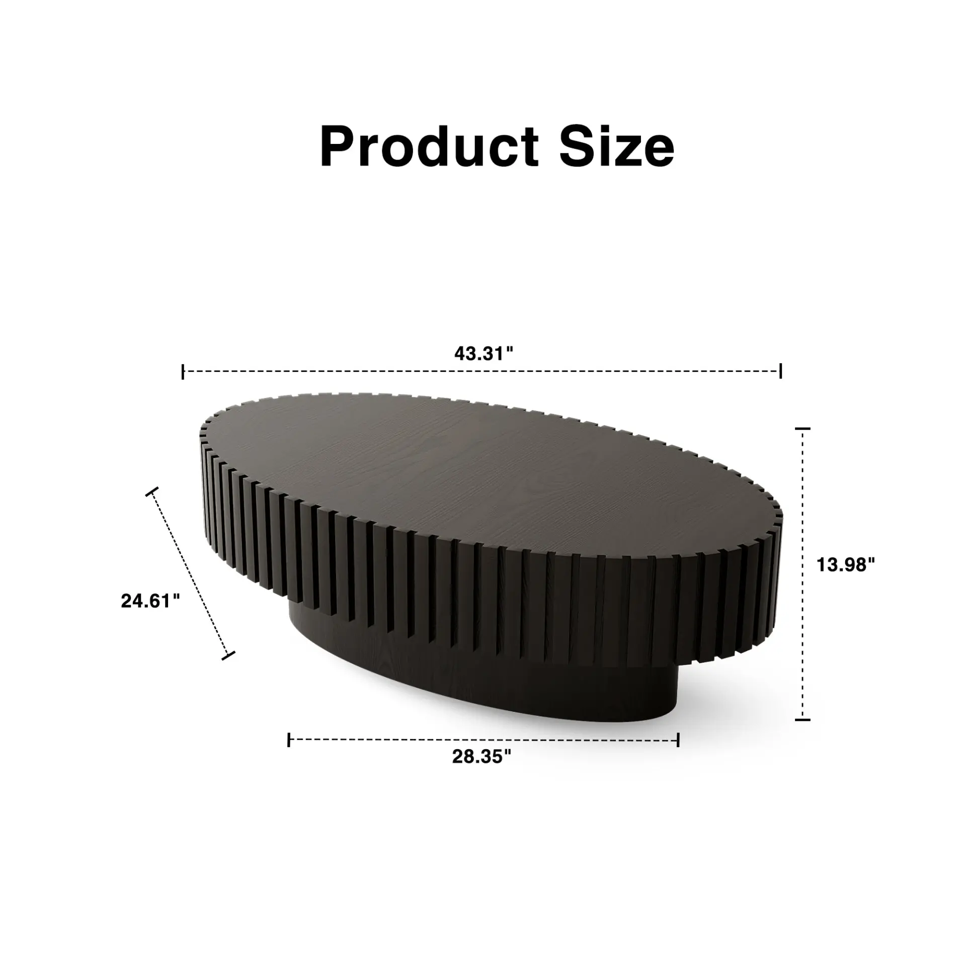 Oval Coffee Table Handcrafted Relief Sturdy Pedestal Wooden Olive-Shaped Tea Table for Living - Image 24