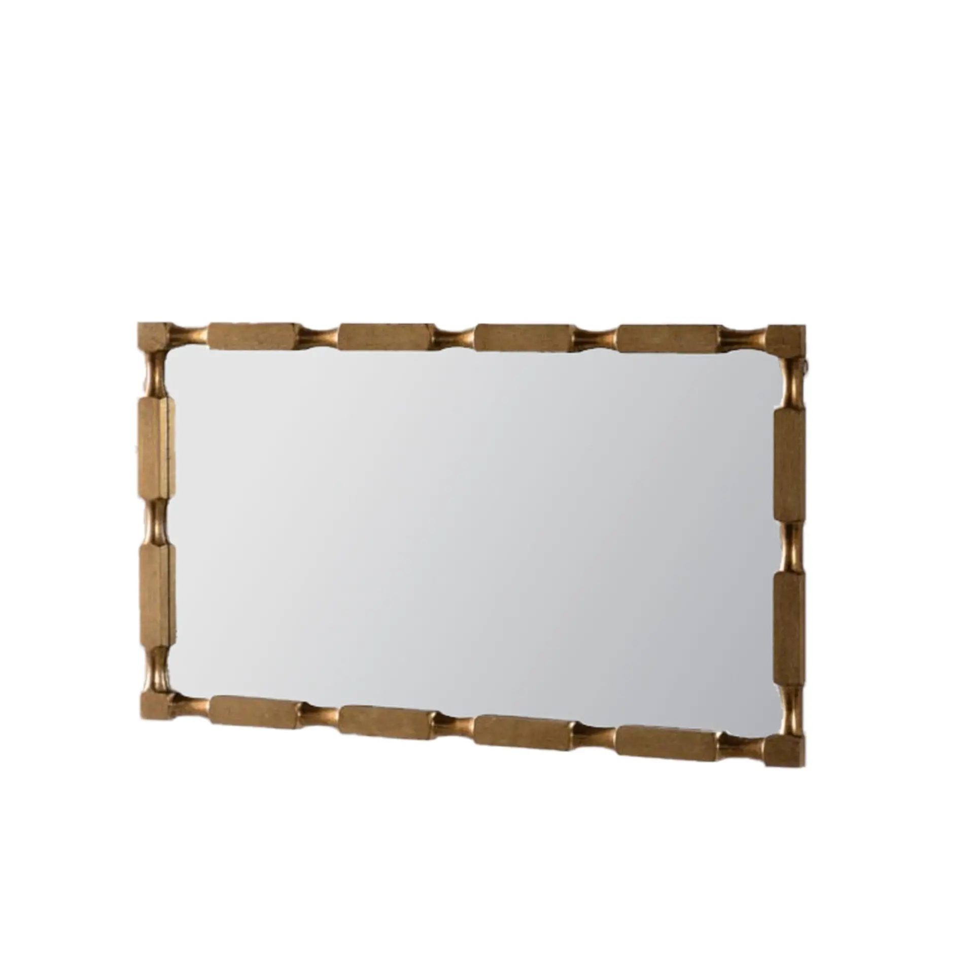 Gold Bamboo-Style Rectangular Wall Mirror, Textured Frame for Living Room/Bedroom/Entryway Decor - Image 9
