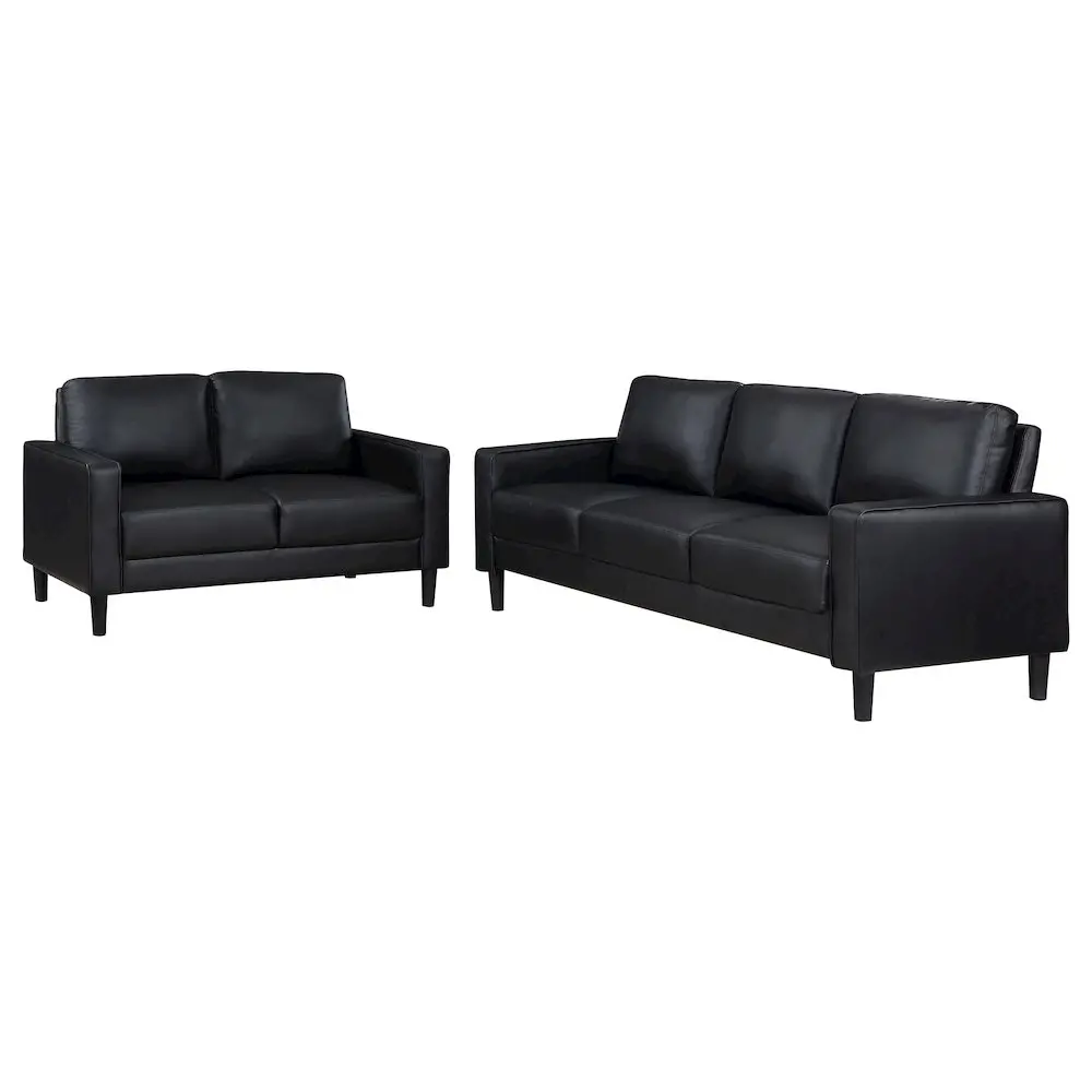Ruth 2-piece Upholstered Track Arm Sofa Set Black - Image 2
