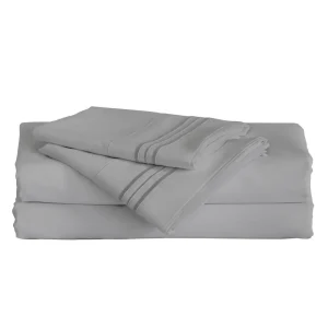 furinno angeland vienne 4 piece microfiber bed sheet set, king, grey