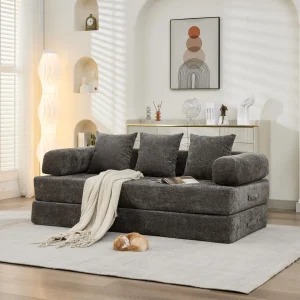 comfy convertible folding mattress couch floor sofa bed chenille with armrest