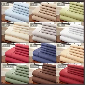 6 piece luxury soft bamboo bed sheet set in 12 colors