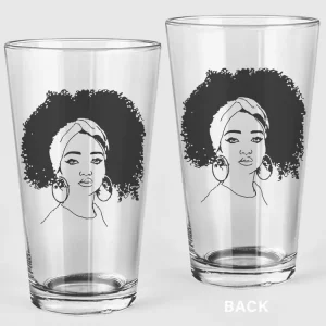 A Woman With Curly Hair Pint Glass -SPIdeals Designs