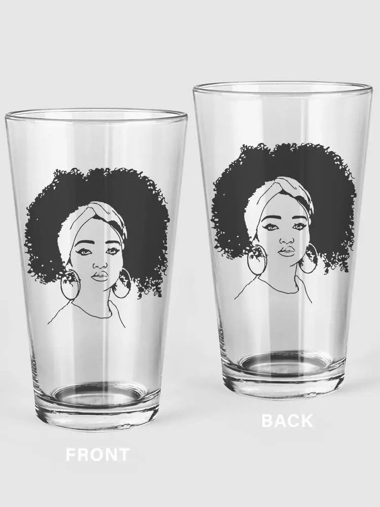 10318588_large.webp A Woman With Curly Hair Pint Glass -SPIdeals Designs