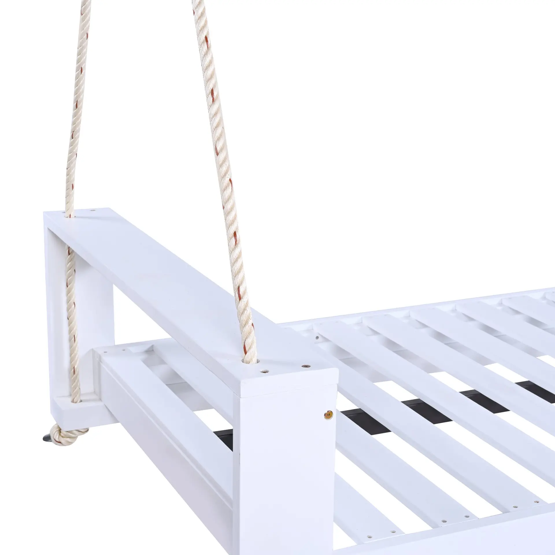 314237511_large.webp Twin Size Porch Swing Bed, Patio Acacia Wood Swing Frame with Hemp Ropes for Backyard - Image 9