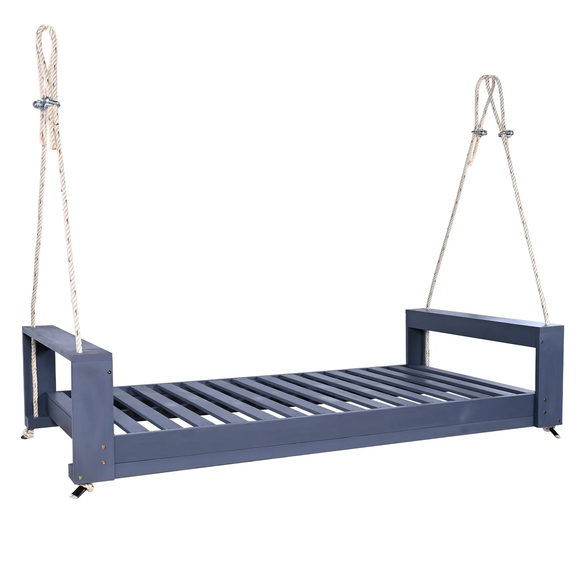 314237525_large.webp Twin Size Porch Swing Bed, Patio Acacia Wood Swing Frame with Hemp Ropes for Backyard - Image 23