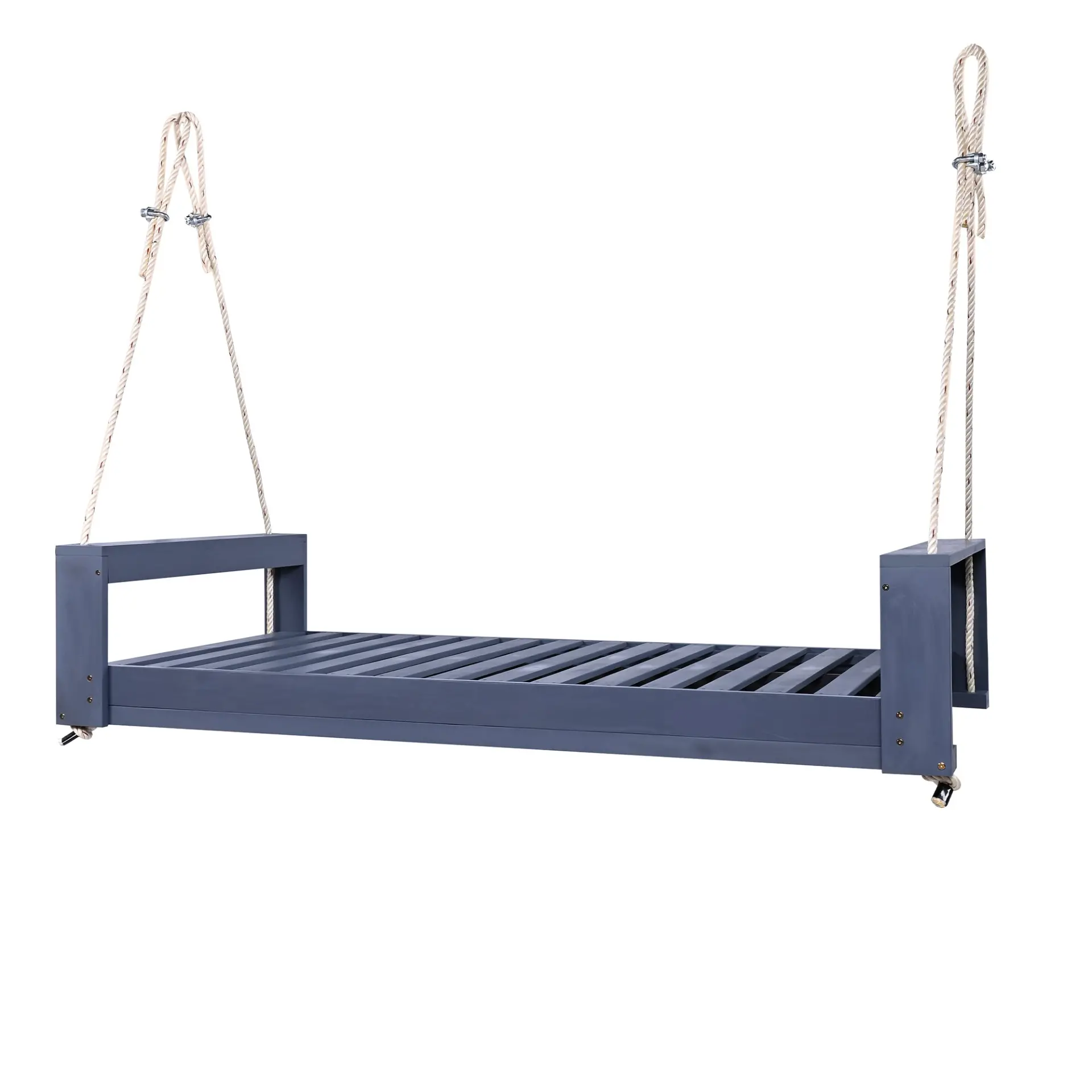 314237526_large.webp Twin Size Porch Swing Bed, Patio Acacia Wood Swing Frame with Hemp Ropes for Backyard - Image 24