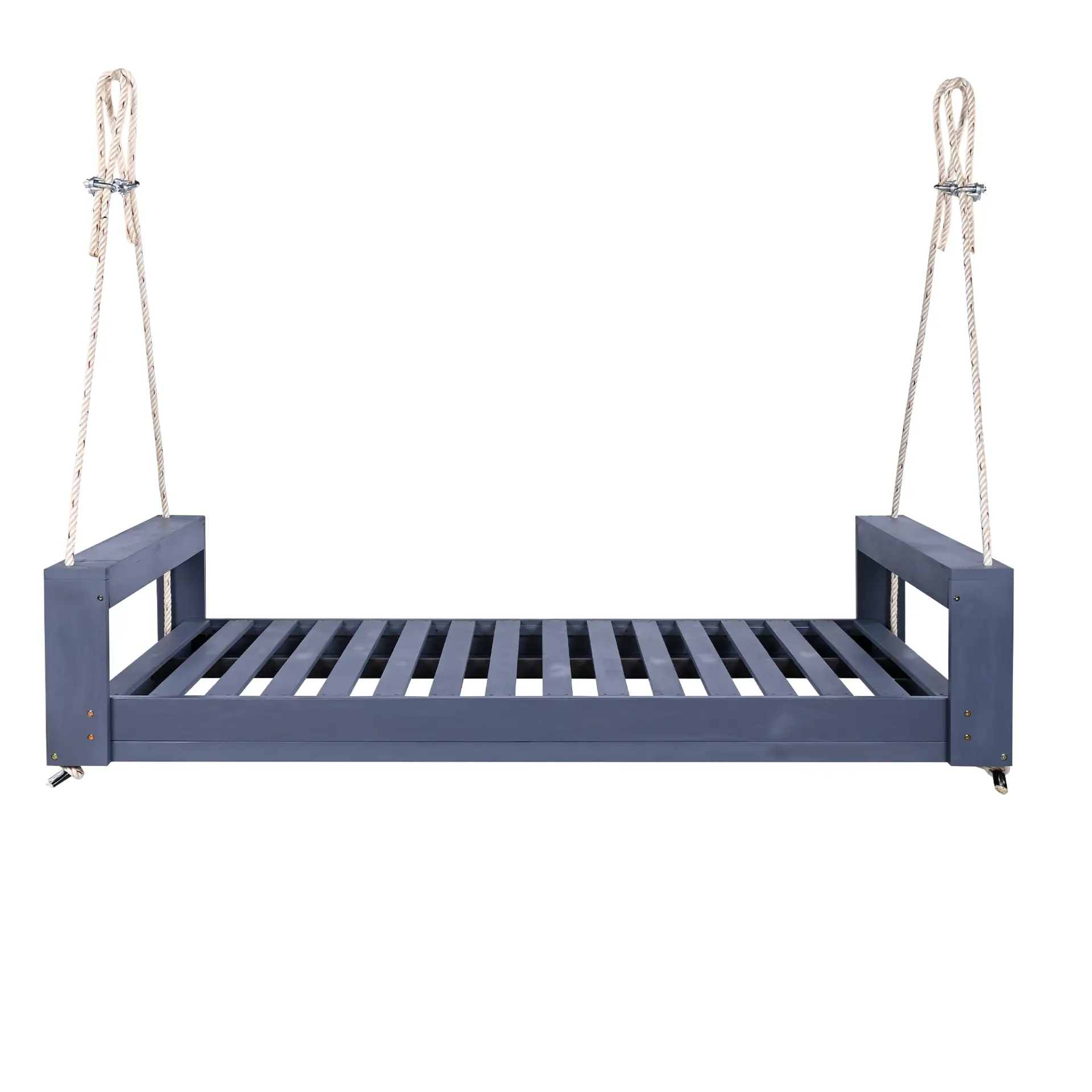 314237527_large.webp Twin Size Porch Swing Bed, Patio Acacia Wood Swing Frame with Hemp Ropes for Backyard - Image 25