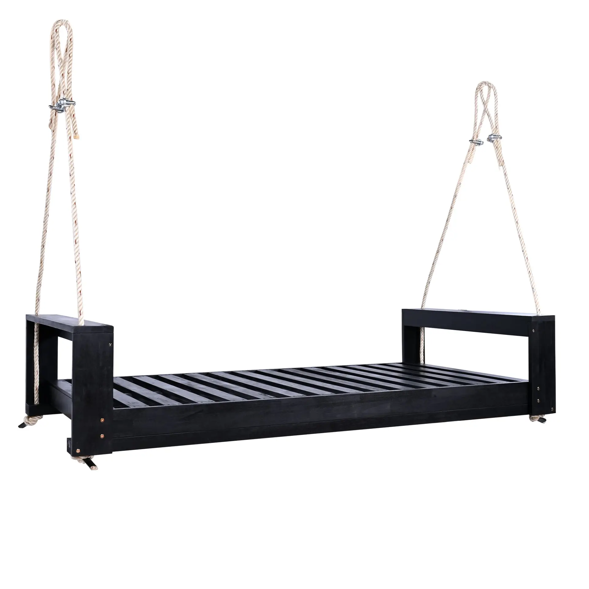 314237691_large.webp Twin Size Porch Swing Bed, Patio Acacia Wood Swing Frame with Hemp Ropes for Backyard - Image 39