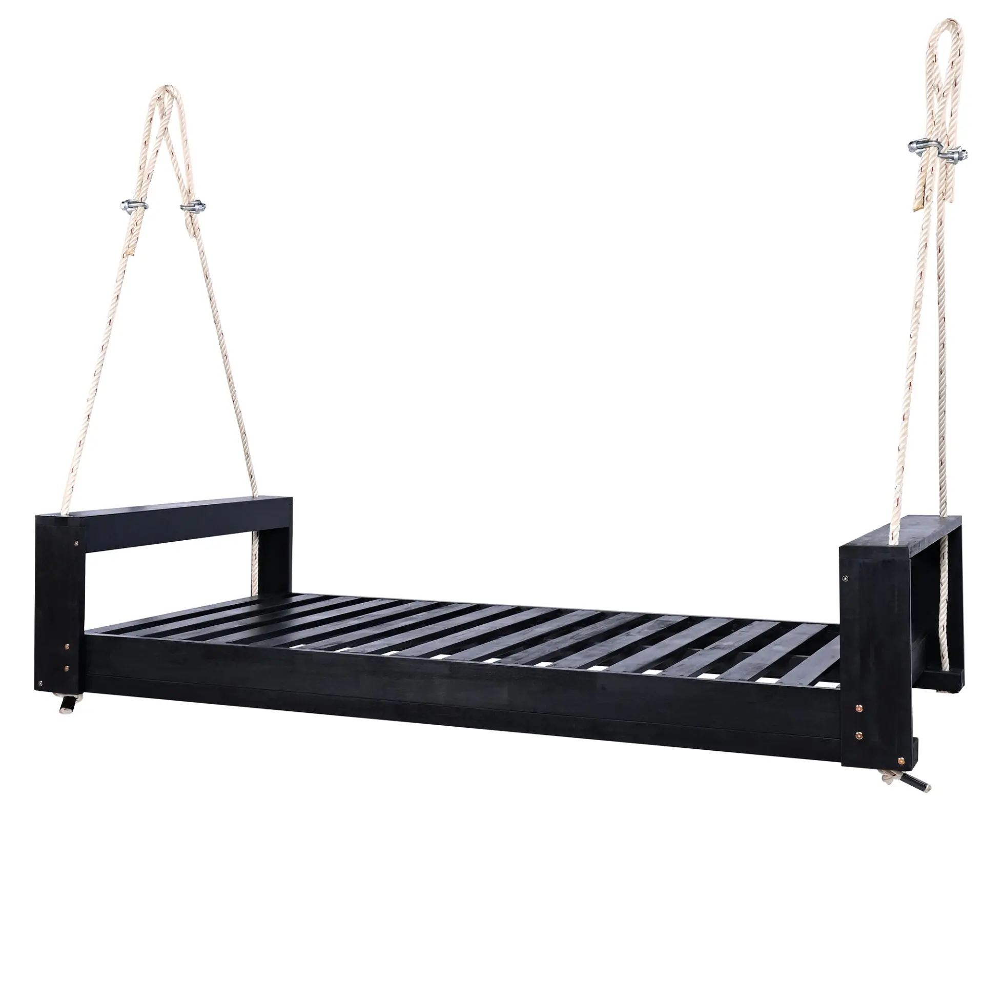 314237692_large.webp Twin Size Porch Swing Bed, Patio Acacia Wood Swing Frame with Hemp Ropes for Backyard - Image 40
