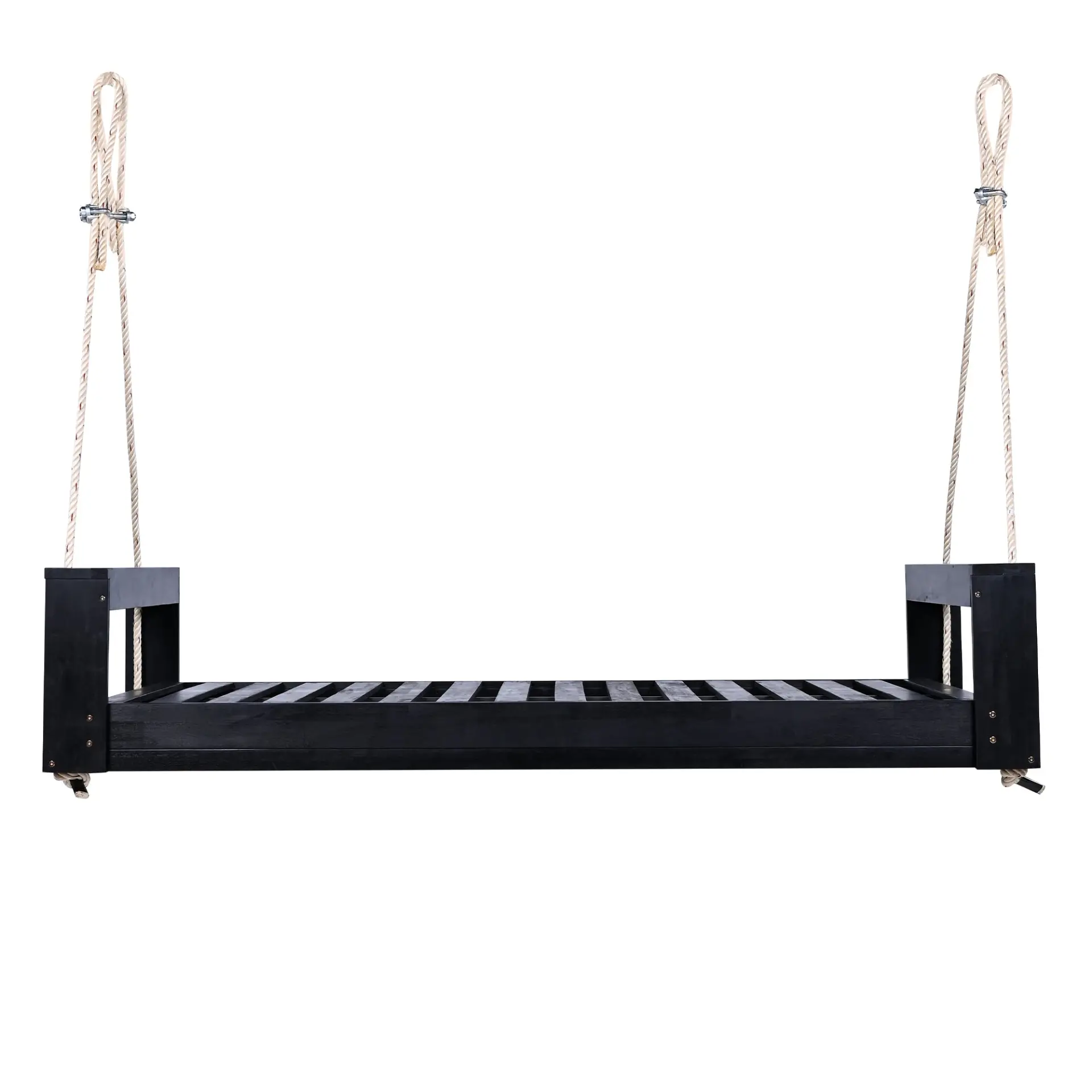 314237693_large.webp Twin Size Porch Swing Bed, Patio Acacia Wood Swing Frame with Hemp Ropes for Backyard - Image 41