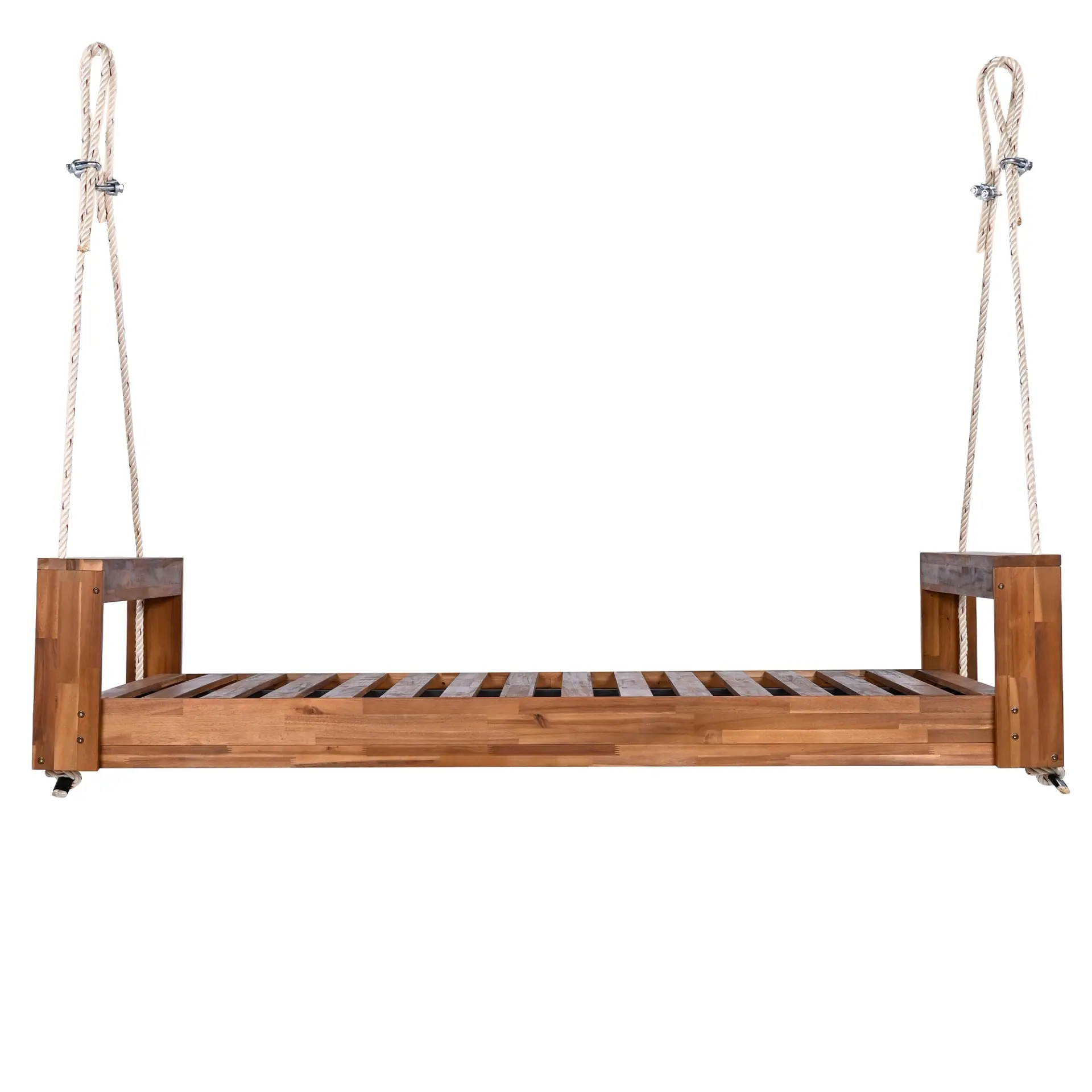 314237708_large.webp Twin Size Porch Swing Bed, Patio Acacia Wood Swing Frame with Hemp Ropes for Backyard - Image 56
