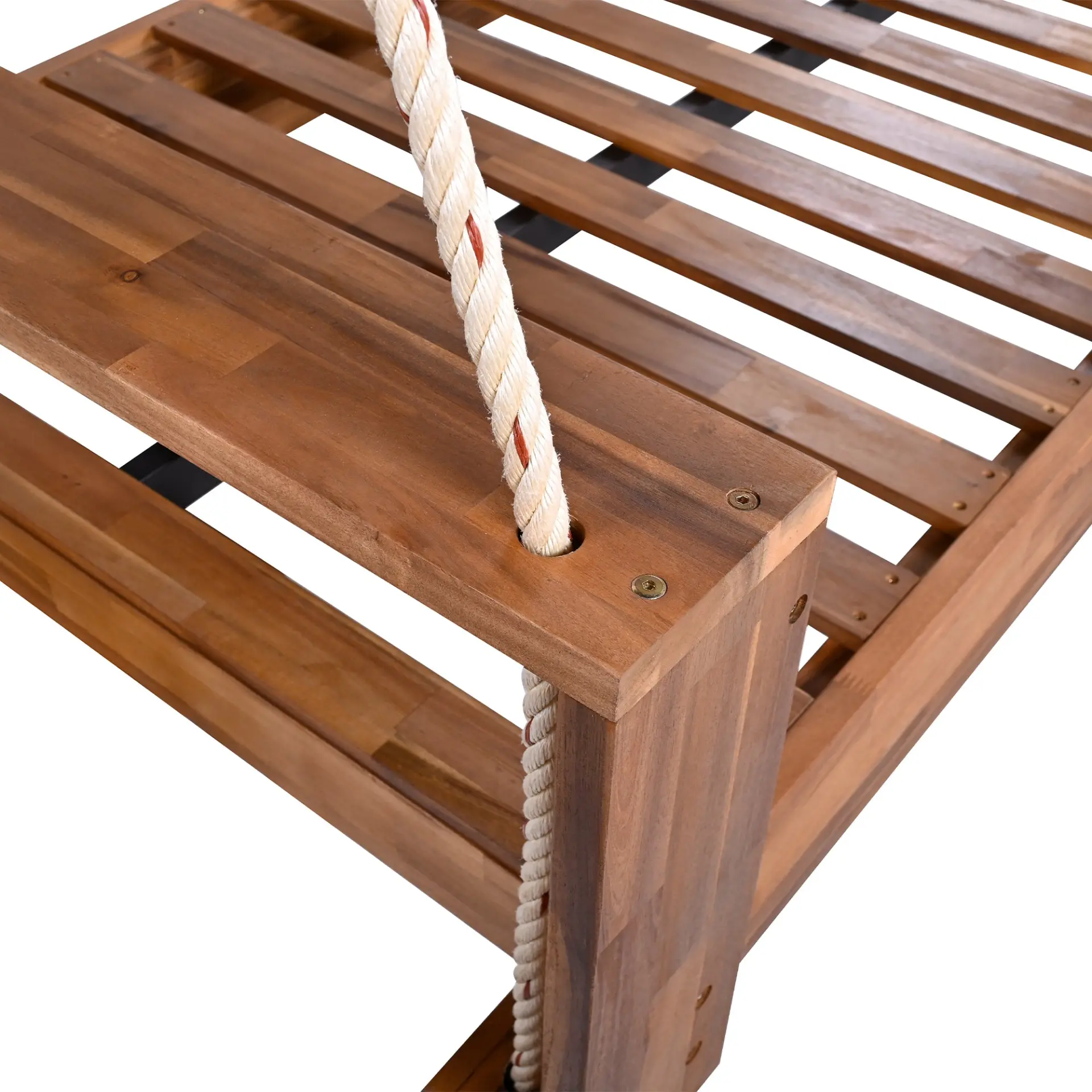 314237714_large.webp Twin Size Porch Swing Bed, Patio Acacia Wood Swing Frame with Hemp Ropes for Backyard - Image 62