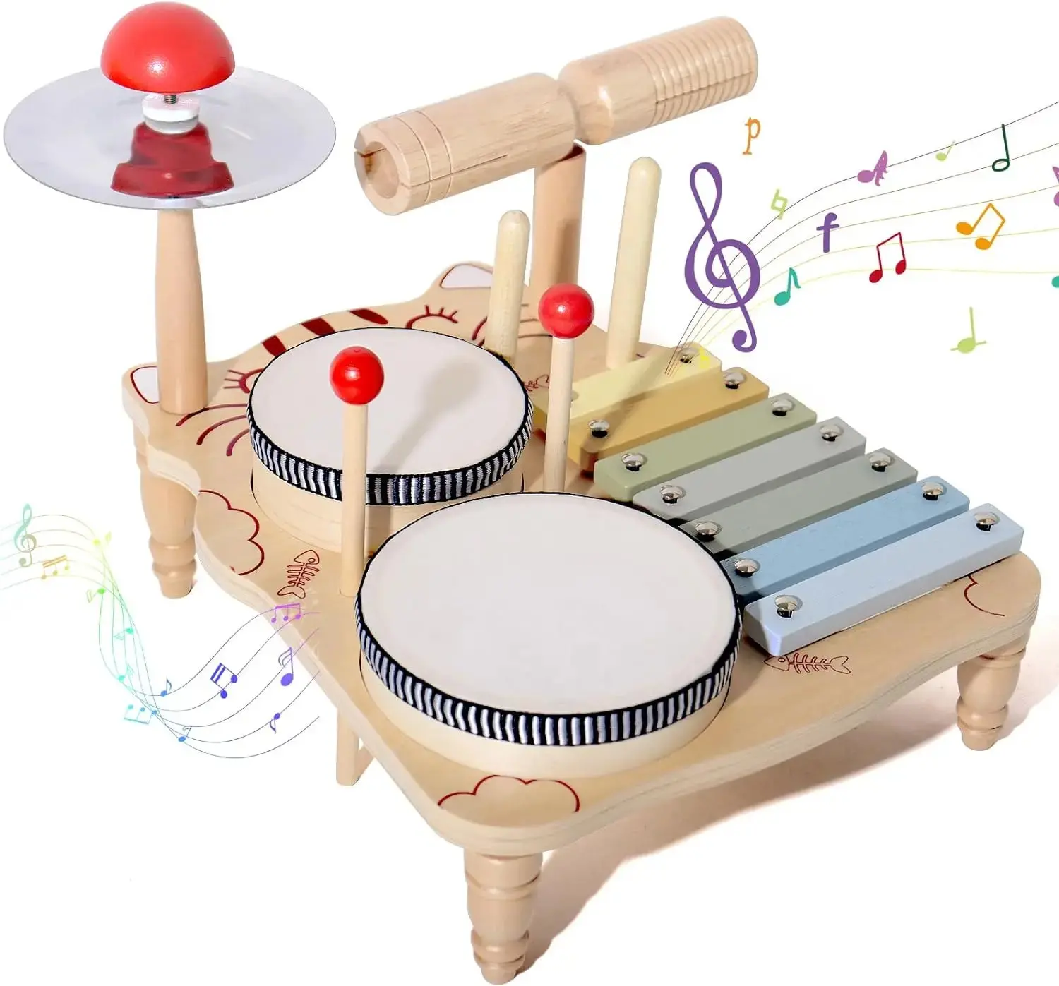 Wooden Toy Montessori Percussion Instruments Set For children