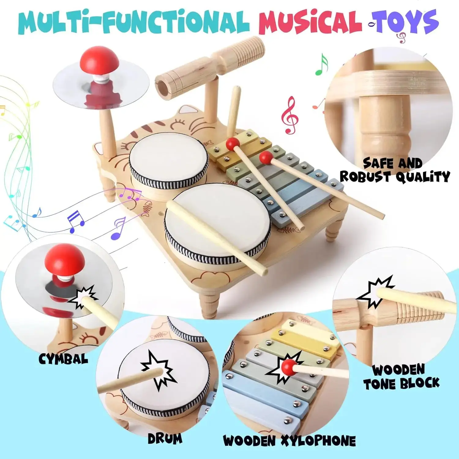 Wooden Toy Montessori Percussion Instruments Set For children - Image 3