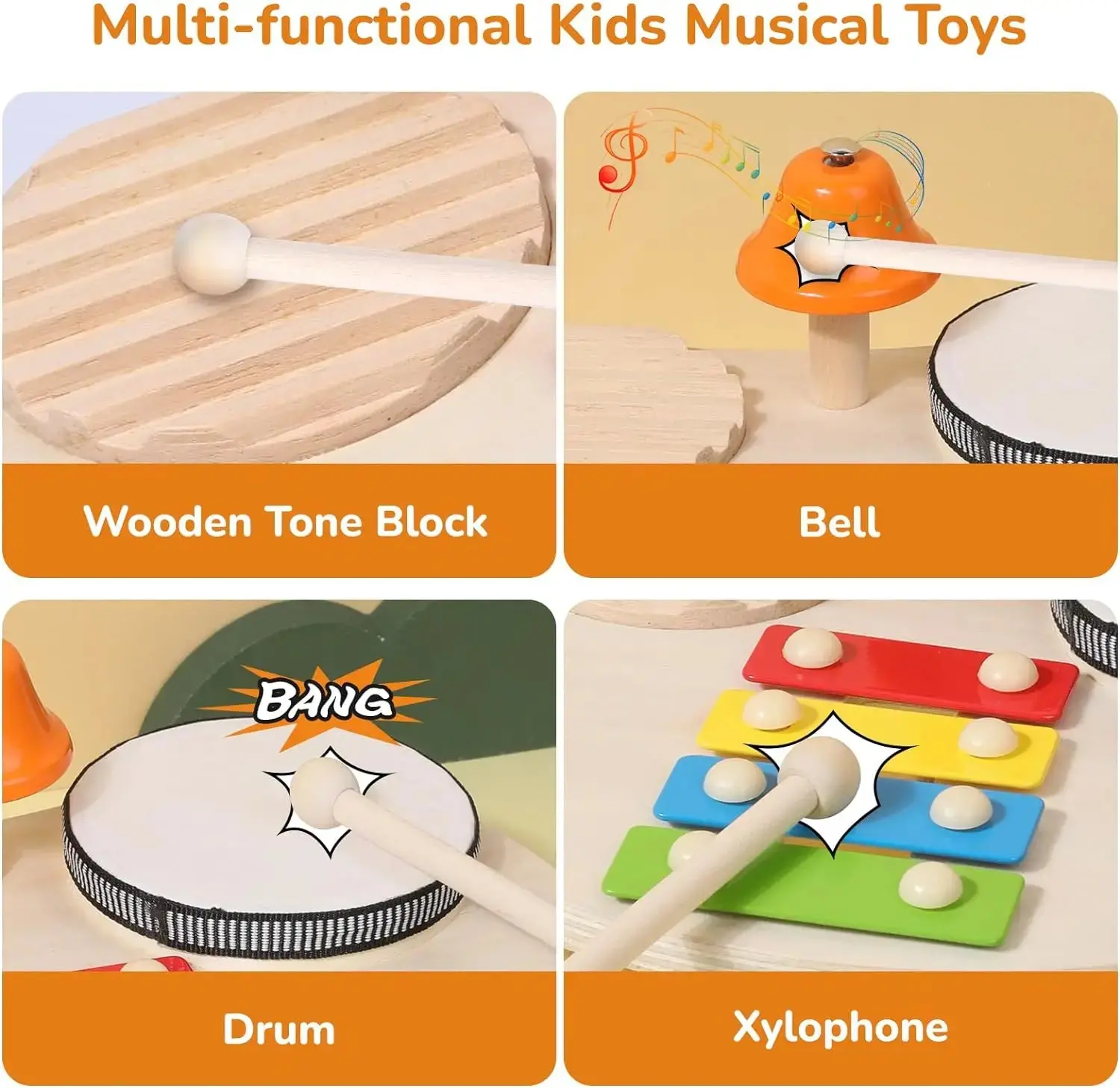 Wooden Toy Montessori Percussion Instruments Set For children - Image 9