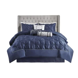 Laurel 7 Piece Tufted Comforter Set, Navy color