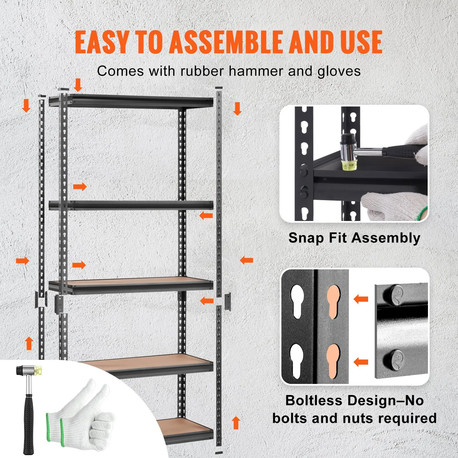 VEVOR Storage Shelving Unit, 5-Tier Adjustable, 2000 lbs Capacity, Heavy Duty Garage Shelves Metal Organizer Utility Rack, Black, 35" L x 18" W x 71" H for Kitchen Pantry Basement Bathroom Laundry - Image 2