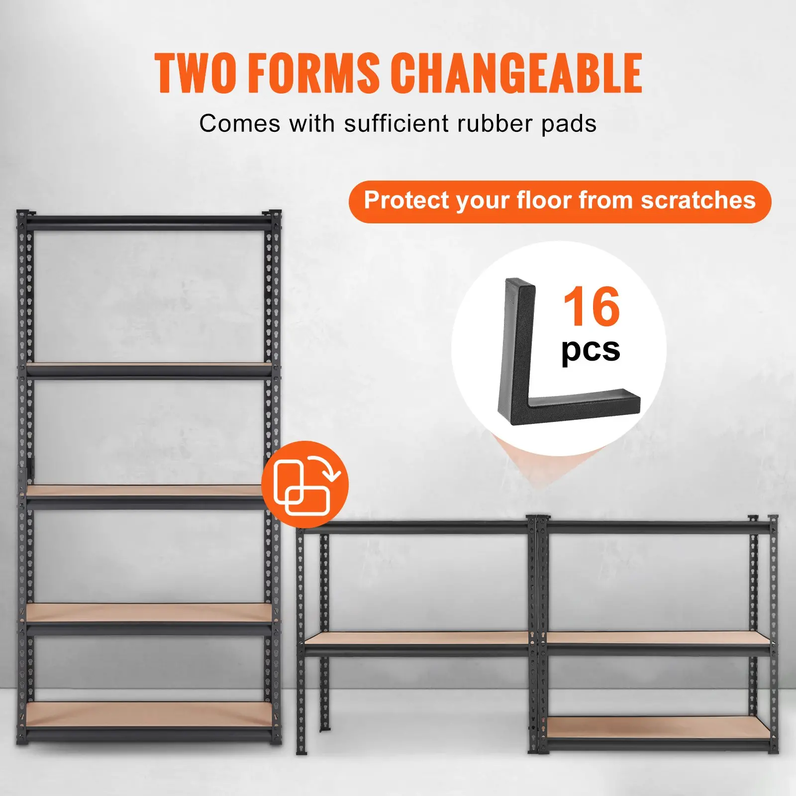 VEVOR Storage Shelving Unit, 5-Tier Adjustable, 2000 lbs Capacity, Heavy Duty Garage Shelves Metal Organizer Utility Rack, Black, 35" L x 18" W x 71" H for Kitchen Pantry Basement Bathroom Laundry - Image 3