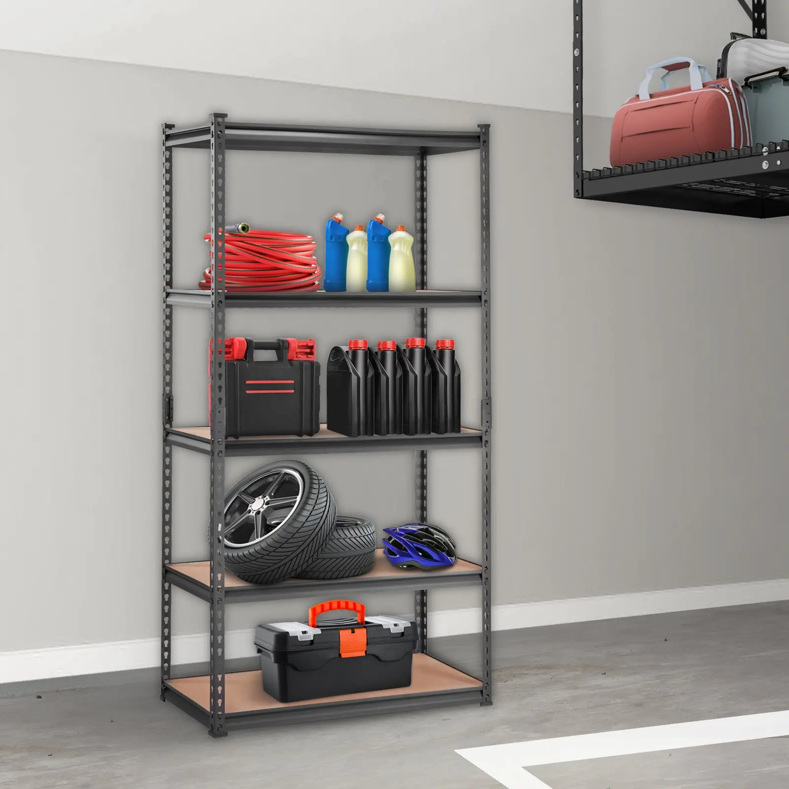 VEVOR Storage Shelving Unit, 5-Tier Adjustable, 2000 lbs Capacity, Heavy Duty Garage Shelves Metal Organizer Utility Rack, Black, 35" L x 18" W x 71" H for Kitchen Pantry Basement Bathroom Laundry - Image 6