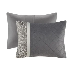 5 Piece Textured Jacquard Stripe Comforter Set with Throw Pillows