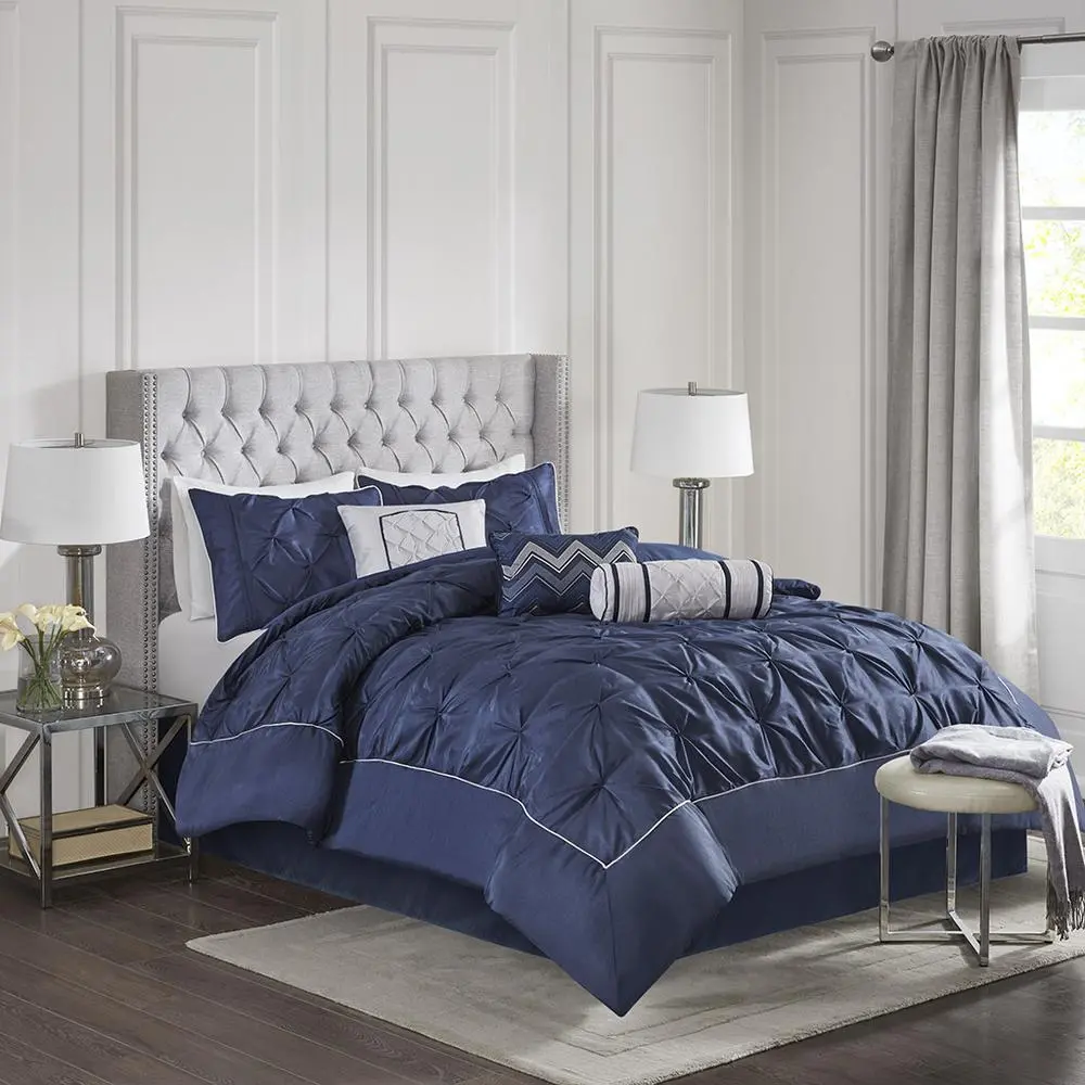 Laurel 7 Piece Tufted Comforter Set, Navy color - Image 13