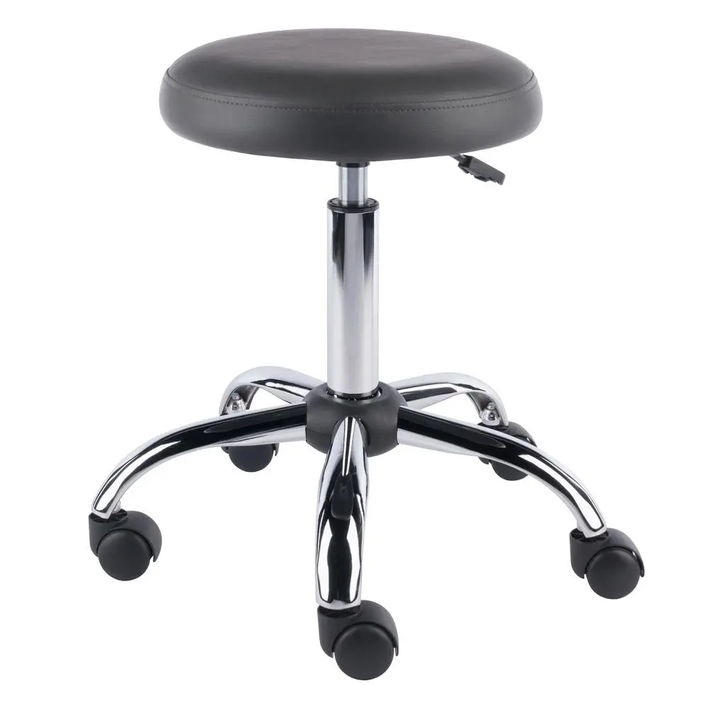 Clyde Adjustable Cushion Seat Swivel Stool, Charcoal and Chrome - Image 6