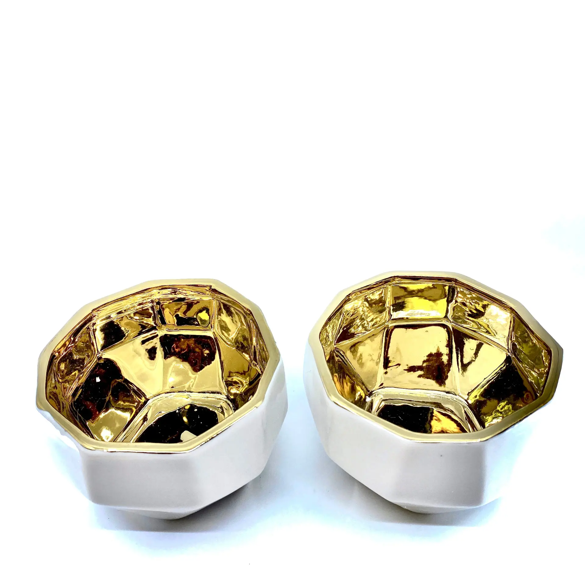 Handmade Elegant White & Gold Ceramic Planter/Pot - Image 4