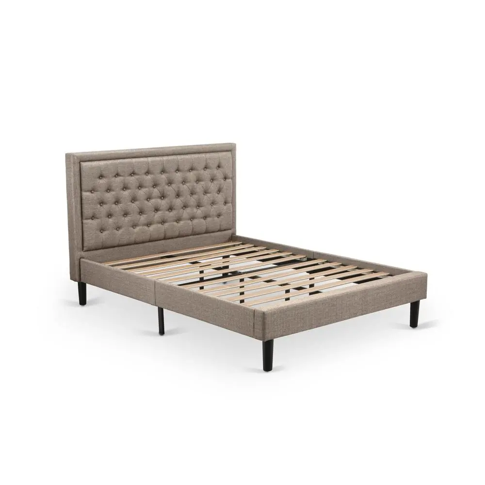 KD16Q-2VL0C 3 Piece Bed Set - Queen Bed Dark Khaki Headboard with 2 Modern Nightstand - Black Finish Legs - Image 5