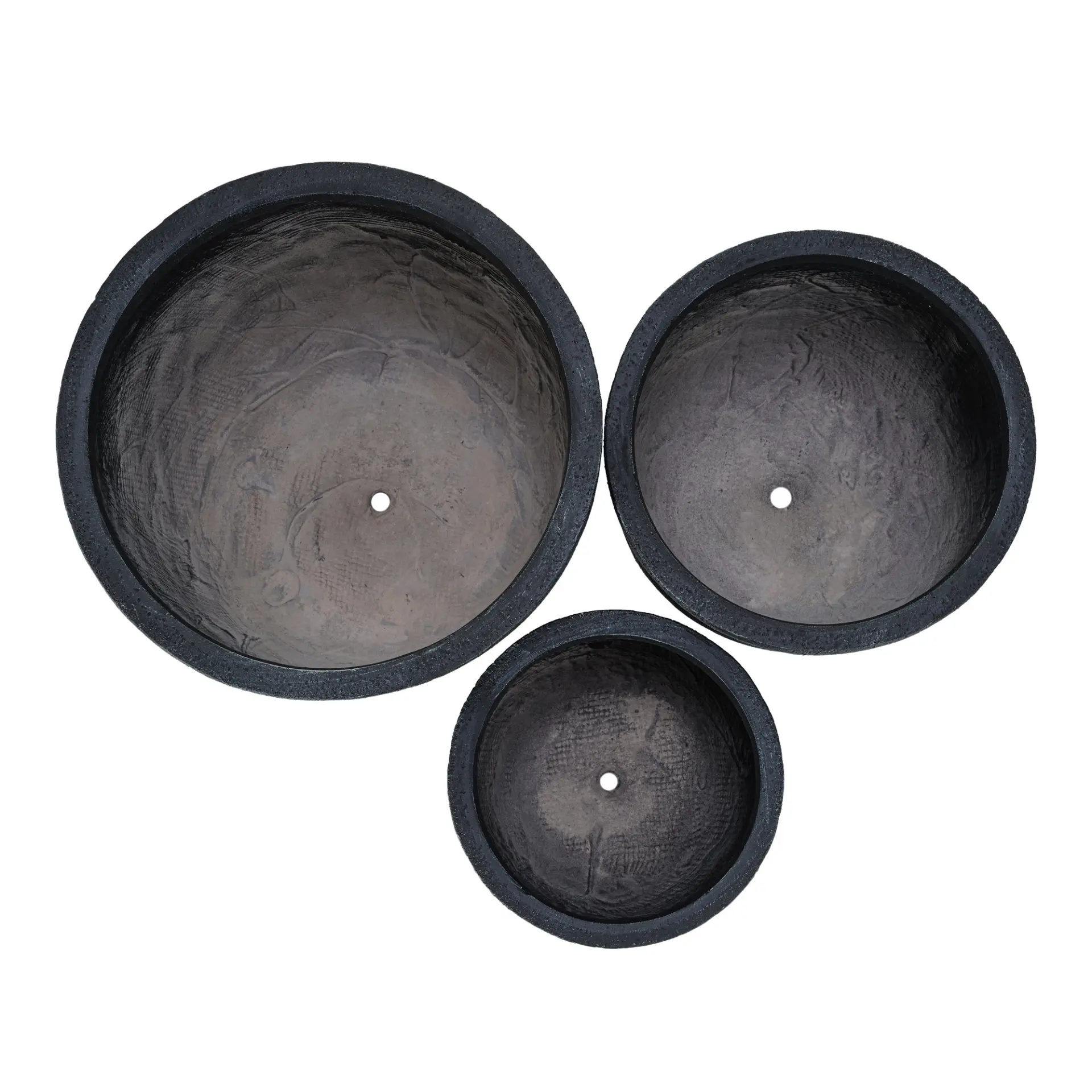 Set of 3 Round MGO Planters with Crackle Stone Texture for Patio, Garden, or Indoor Decor - Image 12