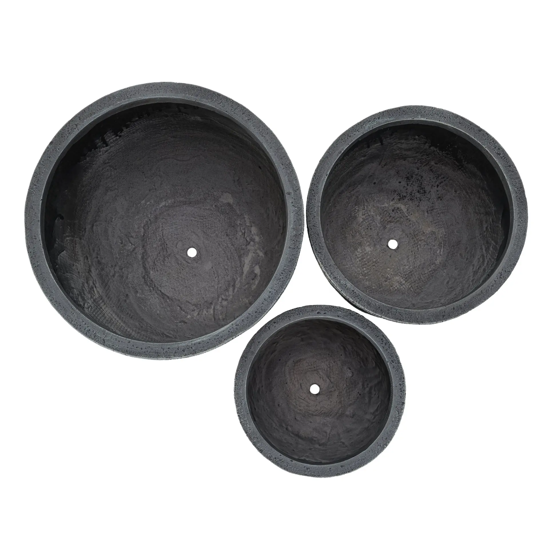 Set of 3 Round MGO Planters with Crackle Stone Texture for Patio, Garden, or Indoor Decor - Image 28