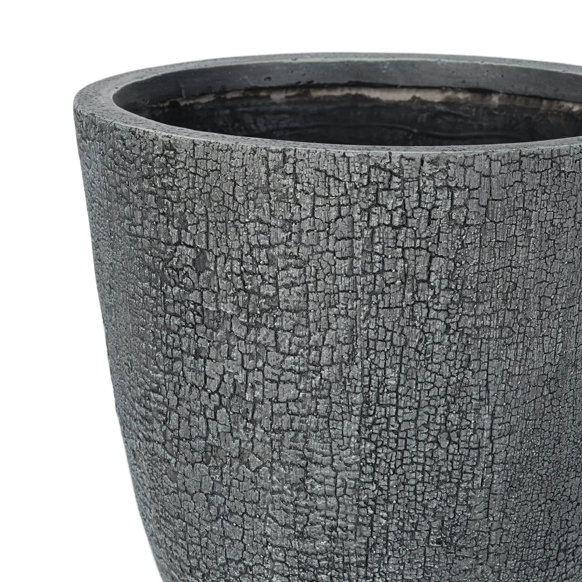 Set of 3 Round MGO Planters with Crackle Stone Texture for Patio, Garden, or Indoor Decor - Image 30