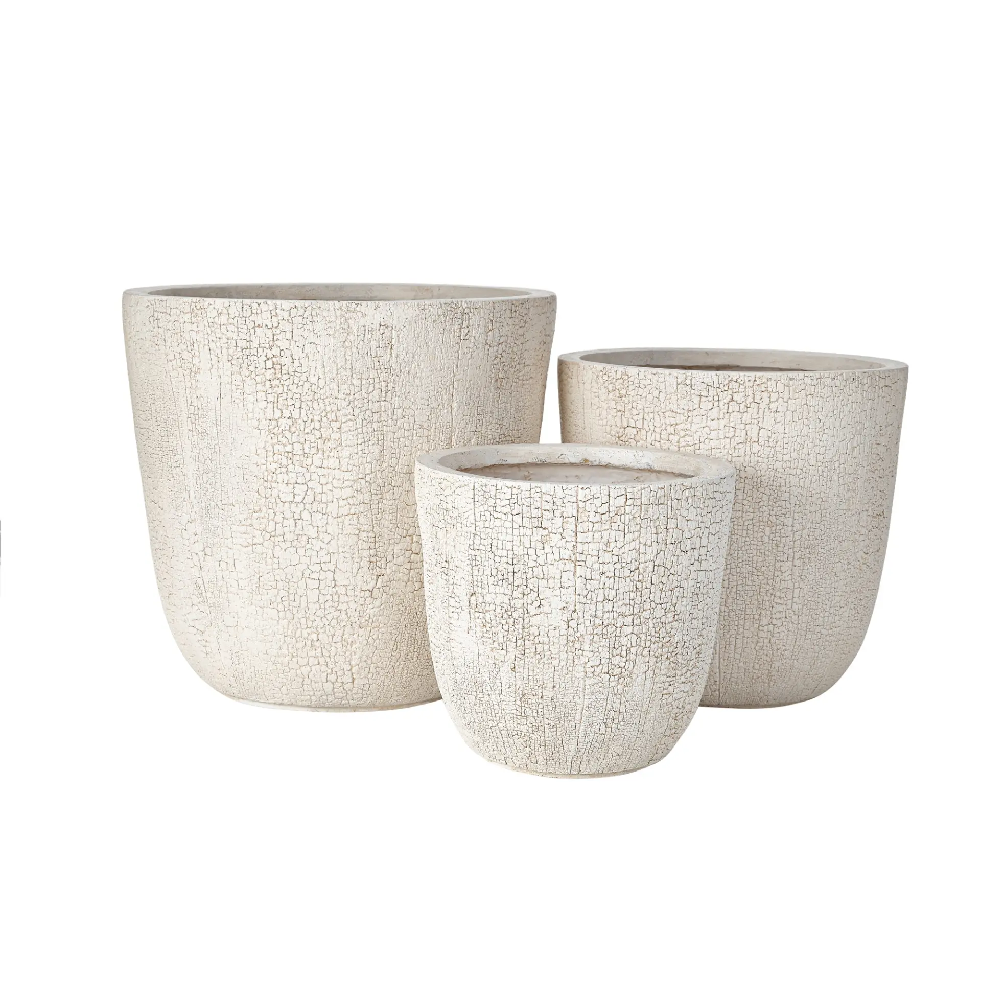 Set of 3 Round MGO Planters with Crackle Stone Texture for Patio, Garden, or Indoor Decor - Image 40