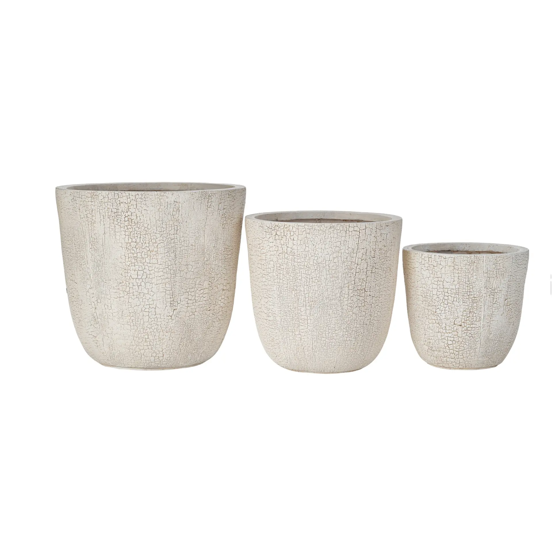 Set of 3 Round MGO Planters with Crackle Stone Texture for Patio, Garden, or Indoor Decor - Image 41