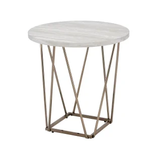 Rowyn Faux Marble Top End Table