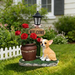 Sitting Corgi Resin Planter Statue for Outdoor Garden Decor, 15.4 in
